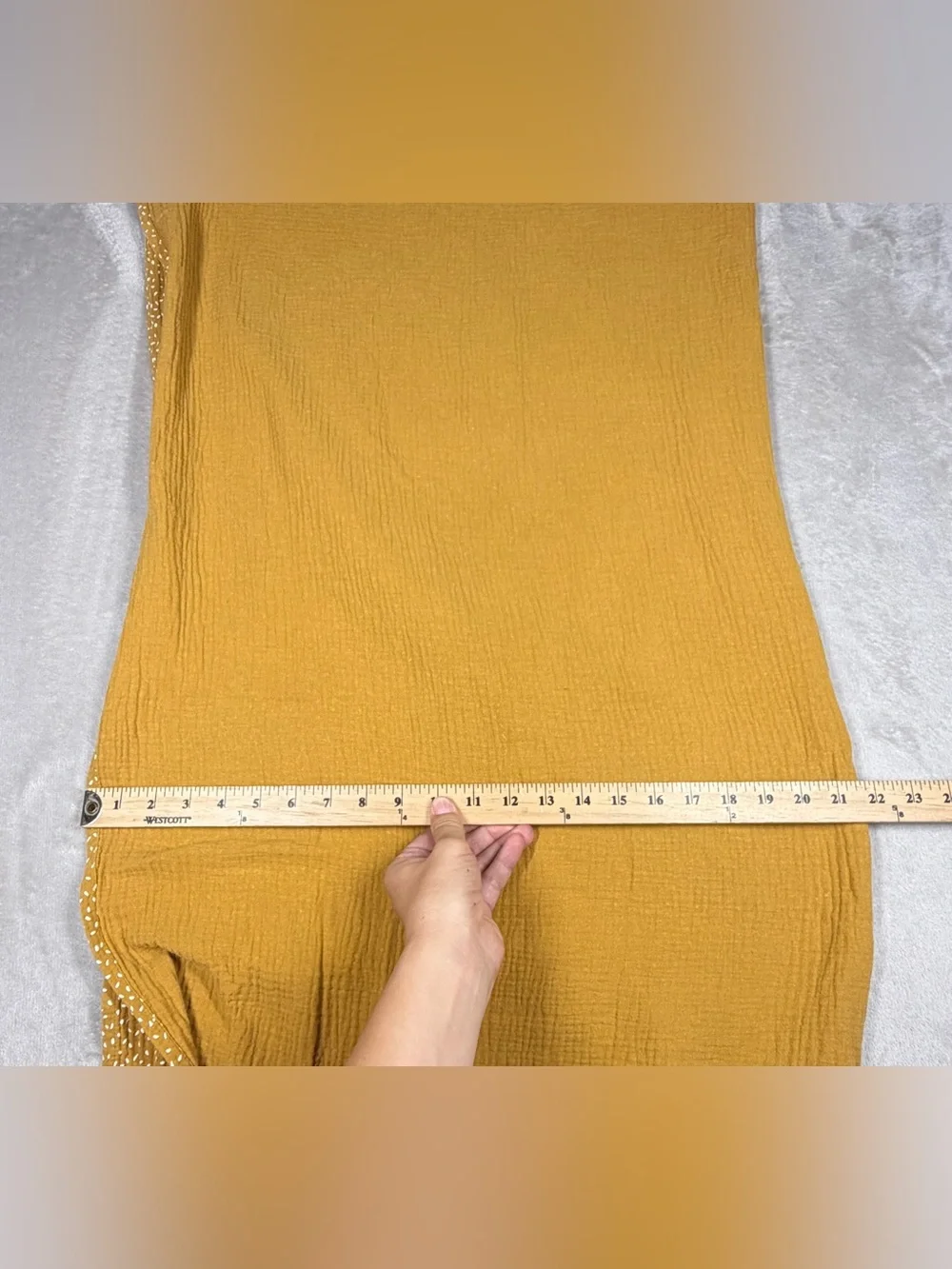 Rylee + Cru Mustard Yellow White Abstract Dot Gauzy 100% Cotton Blanket